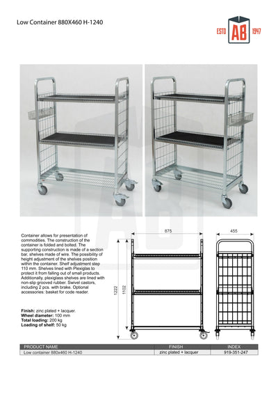 Niedriger Container 880x460 H1240 – Kompakter Rollbehälter für effiziente Lagerung