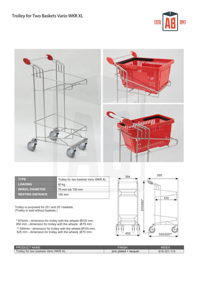 Twin-Basket Trolley – Travelator-Compatible Retail Trolley