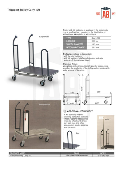 Carry 100 Transportwagen – Schwerlastwagen mit Sperrholzplattform