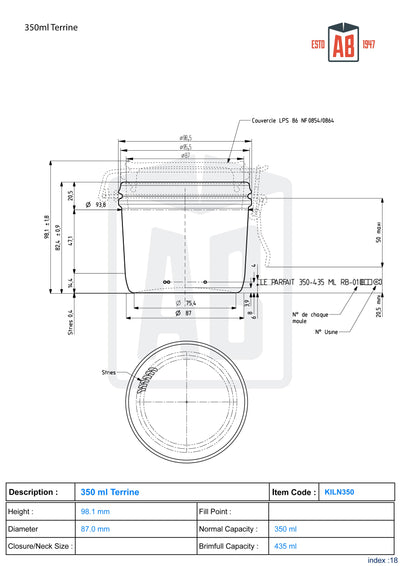 350 ml Terrine Kilnclip-Glas