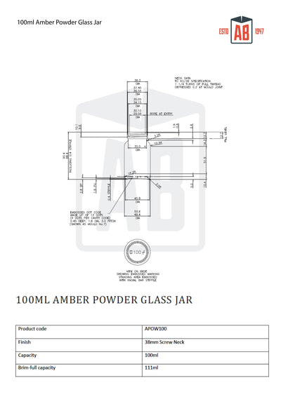 100 ml Braunglas-Pulverglas