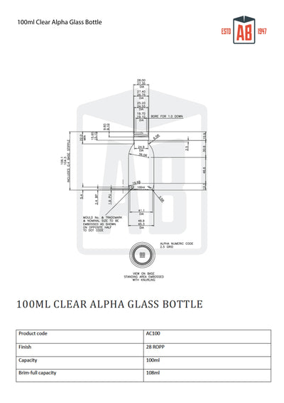 100 ml Alpha-Klarglasflasche