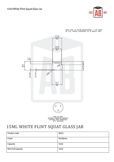 15 ml weißes Flintglas-Squat-Glas