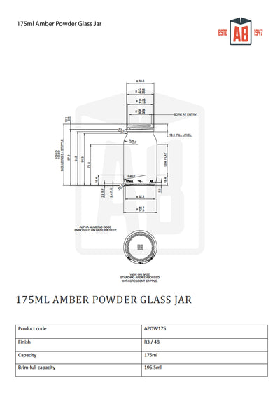 175 ml Braunglas-Pulverglas
