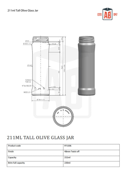 211 ml großes Olivenglas