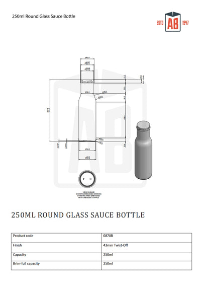 250 ml runde Soßenflasche aus Glas