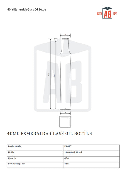 40 ml Esmeralda-Ölflasche aus Glas (mit Korkenöffnung)