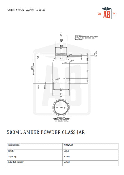 500 ml Braunglas-Pulverglas