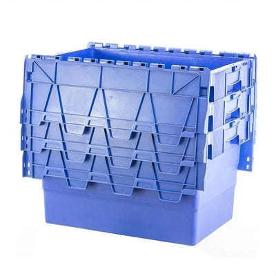 Attached Lid Tote Box – 60 Litres – 600x400x320mm – Stackable & Nestable