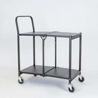 Folding Push Trolley – 860x490x1005mm – 2 Tier, Solid Shelves, Foldable, 100kg Capacity
