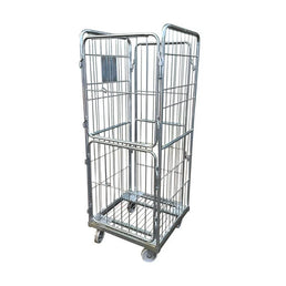 Steel Laundry Roll Container – 680x680x1700mm, Electro-Galvanized with Split Hinged Gate