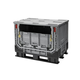 Kunststoff-Palettenbox – 1211 x 811 x 902 mm – 590 l – Faltbar mit Deckel und Falttür