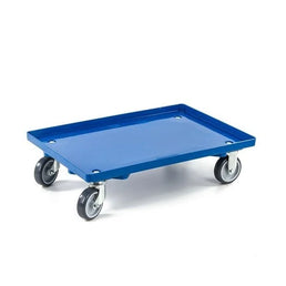 Kunststoff-Transportwagen – 615 x 415 x 175 mm – geschlossene Basis, blau, stapelbar