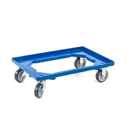Kunststoff-Transportwagen – 615 x 415 x 175 mm – offener Boden, blau, stapelbar
