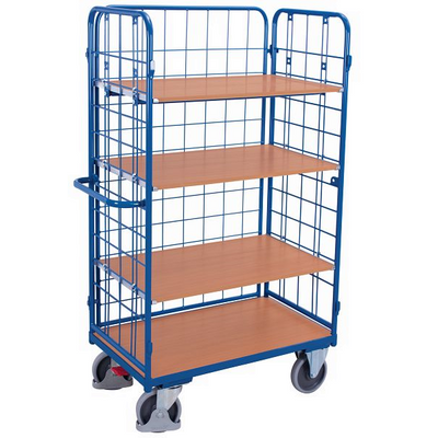3-Sided Shelved Trolley – 1390x825x1820mm – 4 Shelves – 500kg Capacity