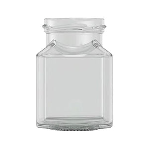 200ml klare eckige Marmeladenglas – Glas-Einmachglas | Gold-, Silber- oder schwarzer Deckel