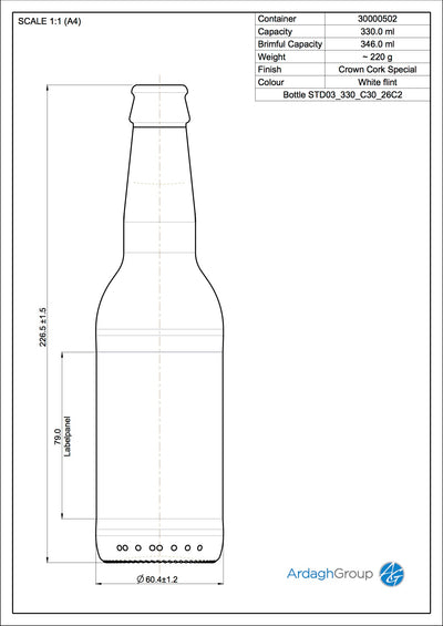 330ml Flintglas Einweg-Bierflasche - Ardagh