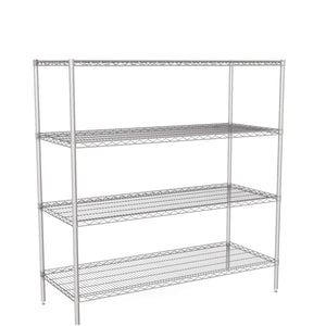 Zink-Drahtregal – Standgerät 1590 mm hoch | 4 Ebenen Schwerlast-Lagerregal