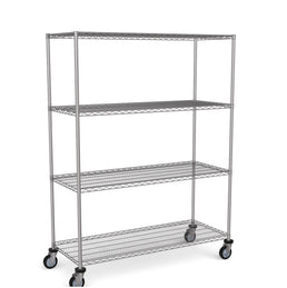 Stainless Steel Wire Shelving – Mobile Unit 1800mm High, 4 Tier, Catering & Hospital Grade