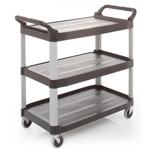 3-stufiger Aluminium- & PP-Rollwagen – Robuste Ausführung mit 75-mm-Nylon-Lenkrollen