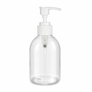 250ml clear plastic dome bottle with white economy screw pump