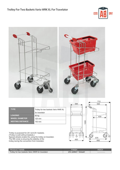 Vario XL Twin-Basket Shopping Trolley – High-Capacity Retail Cart