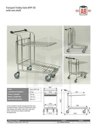 Vario WTP-3D Transport Trolley – Compact Trolley with Shelf