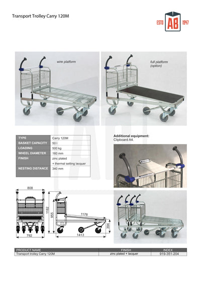 Carry 120M Transport Trolley – Extra-Capacity Trolley with Plywood Platform