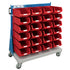 Mobile Small Parts Trolley with Bins | Louvred Panel Storage on Wheels