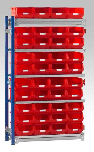 Single Extension Bay Shelving with Bin Kits | Add-On Small Parts Storage Unit