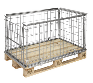 Elektroverzinkter Palettenrahmen mit Öffnung an der Schmalseite – Stapelbar – Für EUR-Palette 1200 × 800 mm – 1220 × 820 × 640 mm