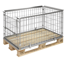 Elektroverzinkter Palettenrahmen mit Öffnung an der Schmalseite – Stapelbar – Für EUR-Palette 1200 × 800 mm – 1220 × 820 × 640 mm