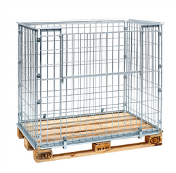 Electrogalvanized Pallet Frame with Opening Long Side – Stackable – For EUR Pallet 1200 × 800 mm – 1220 × 820 × 870 mm