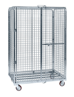 Verriegelbarer Maschen-Sicherheitscontainer mit gebremsten Lenkrollen – Tragfähigkeit 600 kg