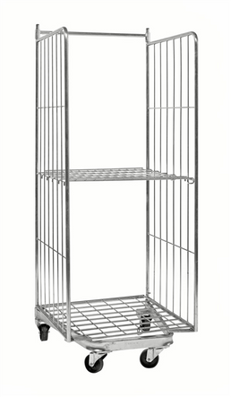 Stackable Roll Container with Shelf – 2 Sided Mesh Trolley | 400kg Capacity