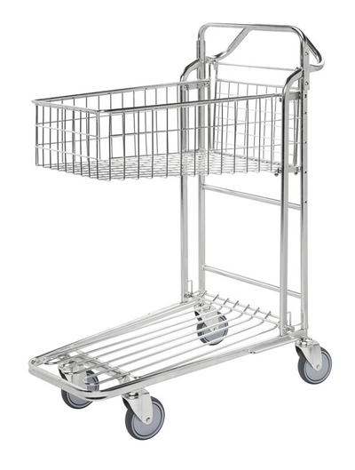 Stackable Shop Trolley with Basket – Retail & Warehouse Storage Trolley