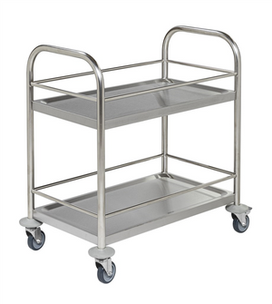 2-Ebenen-Edelstahl-Rollwagen – C2 – Vorschulversion (700 × 400 × 780 mm)