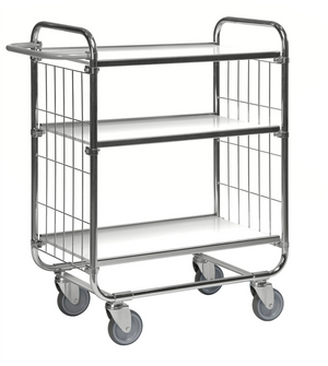 Series 8000 electrogalvanised steel shelving trolley with 250 kg load capacity and adjustable laminate shelves