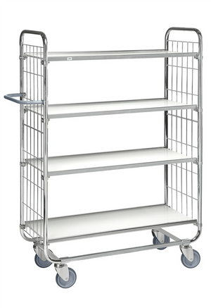 Series 8000 electrogalvanised steel shelving trolley with laminate board shelves and 250 kg capacity
