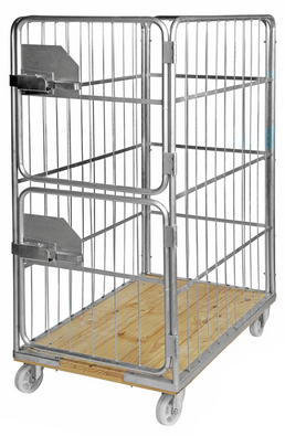 Heavy Duty Roll Container with Wooden Base – 2 Door Galvanised Roll Cage | 800kg Load Capacity