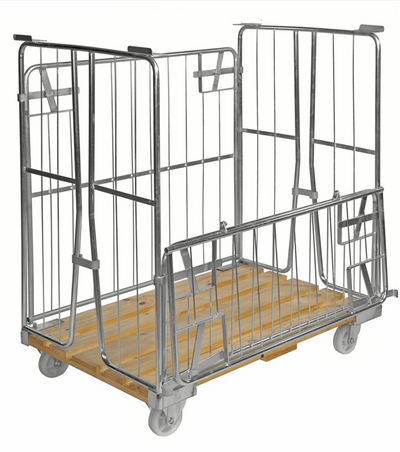 Roll Container with Wooden Base and Half Gate – 1200mm Access Side | 500kg Load Capacity