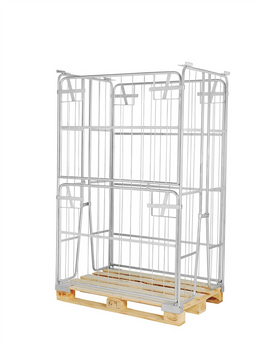 Elektroverzinkter Palettenbehälter – Klappseite – Für EUR-Palette 1200 × 800 mm – 1200 × 800 × 1800 mm