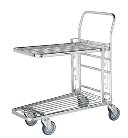 Stackable Shop Trolley with Adjustable Upper Shelf – 300kg Load Capacity