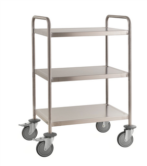 Wagen aus Edelstahl – vollständig verschweißt – 3 Ebenen – C3 – 650 × 440 × 1010 mm