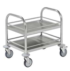 Compact 2-level C2 stainless steel trolley with frame measuring 530 x 375 x 550 mm