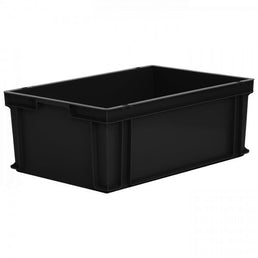 Recycled 43.8 Litre Euro Stacking Box 600 x 400 x 220mm Black Polypropylene Pack of 1