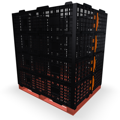 AB Handling PC1210 Plastic Pallet Collar – Black, 1200 x 1000mm, Foldable, Durable Pallet Box Conversion