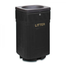 90 Litre External Open Top Waste Bin – MDPE Outdoor Litter Bin with Galvanised Liner