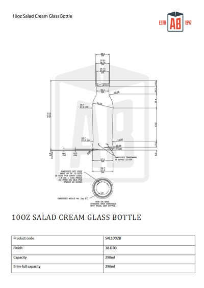 10oz Salad Cream Glass Bottle