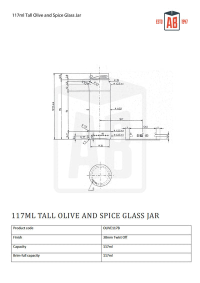117ml Tall Olive & Spice Glass Jar